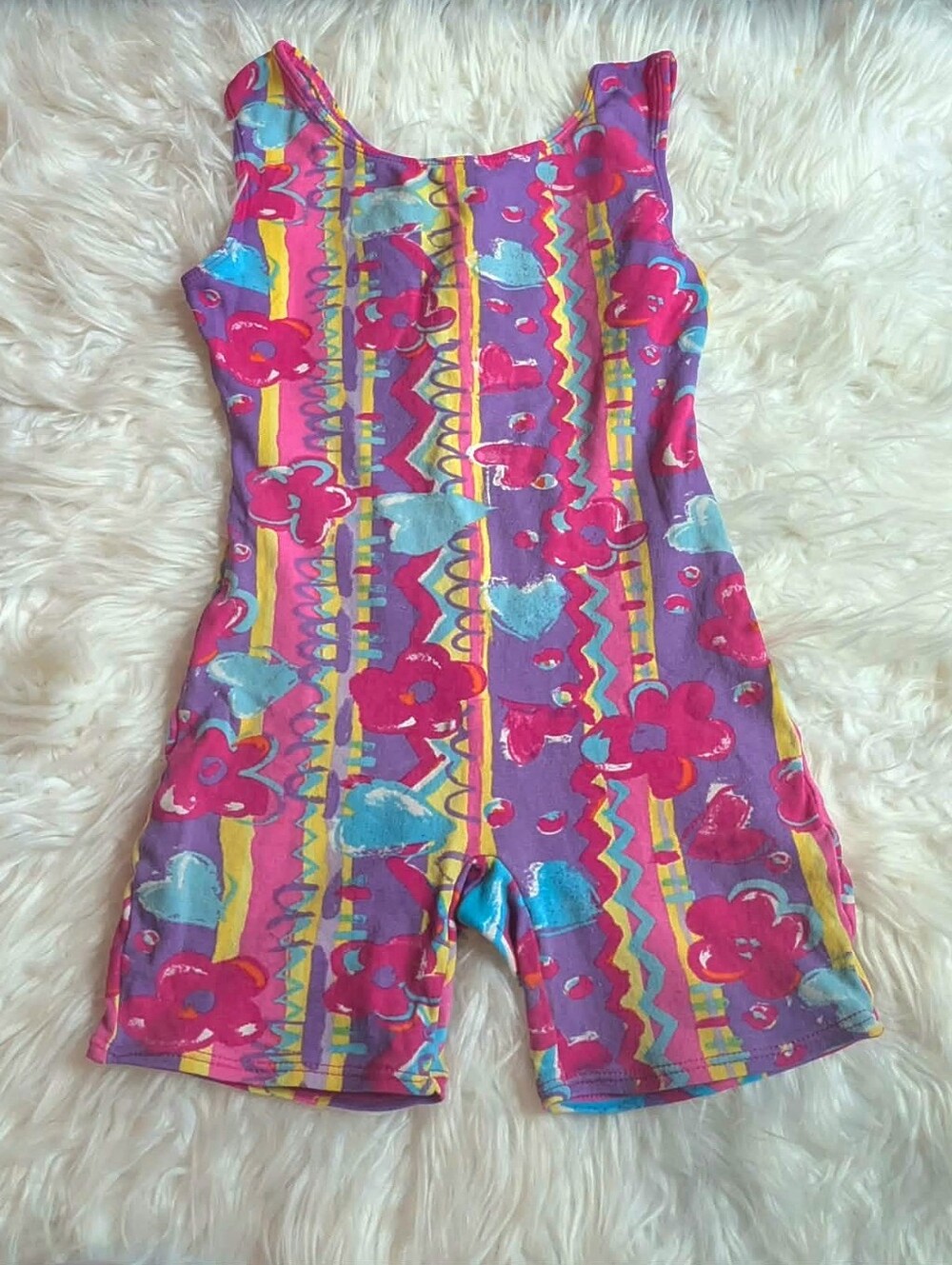 Girls' Pink Floral Multicolor Romper - Kids Bottoms Vintage 90s Jacques Moret